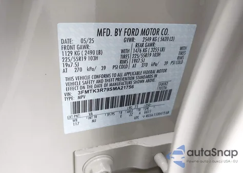 2025 Ford Mustang Mach-E Premium z USA, uszkodzony, nr VIN 3FMTK3R79SMA21756